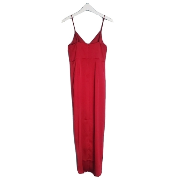 Express Red Satin Spaghetti Strap Wrap Dress - Picture 3 of 5